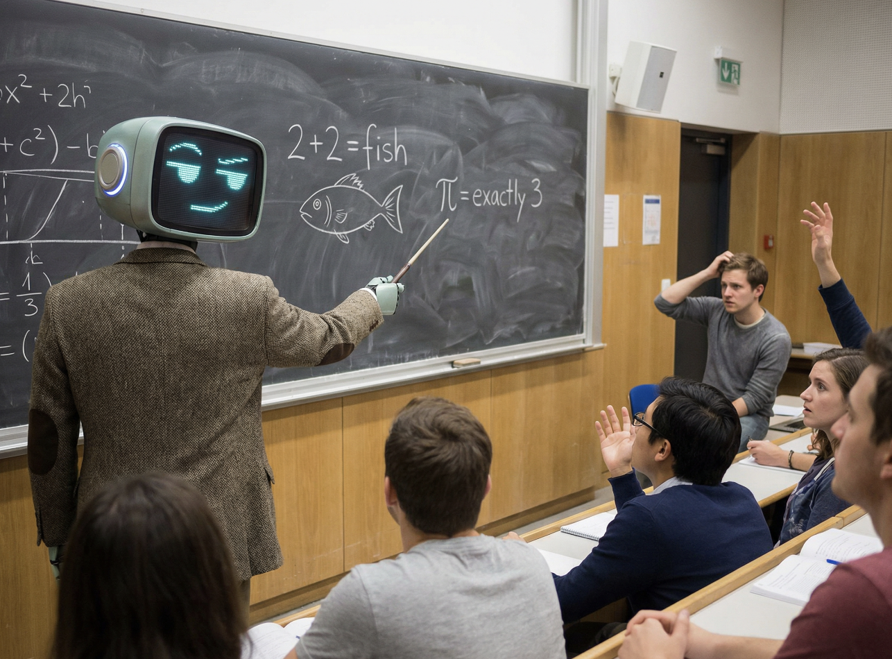 Robot Professor teaching AI fundamentals