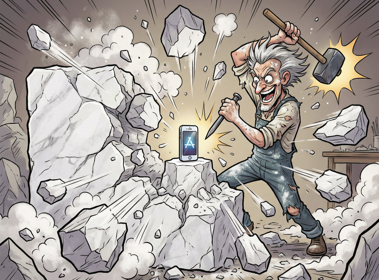 App sculpting representing AI-powered development