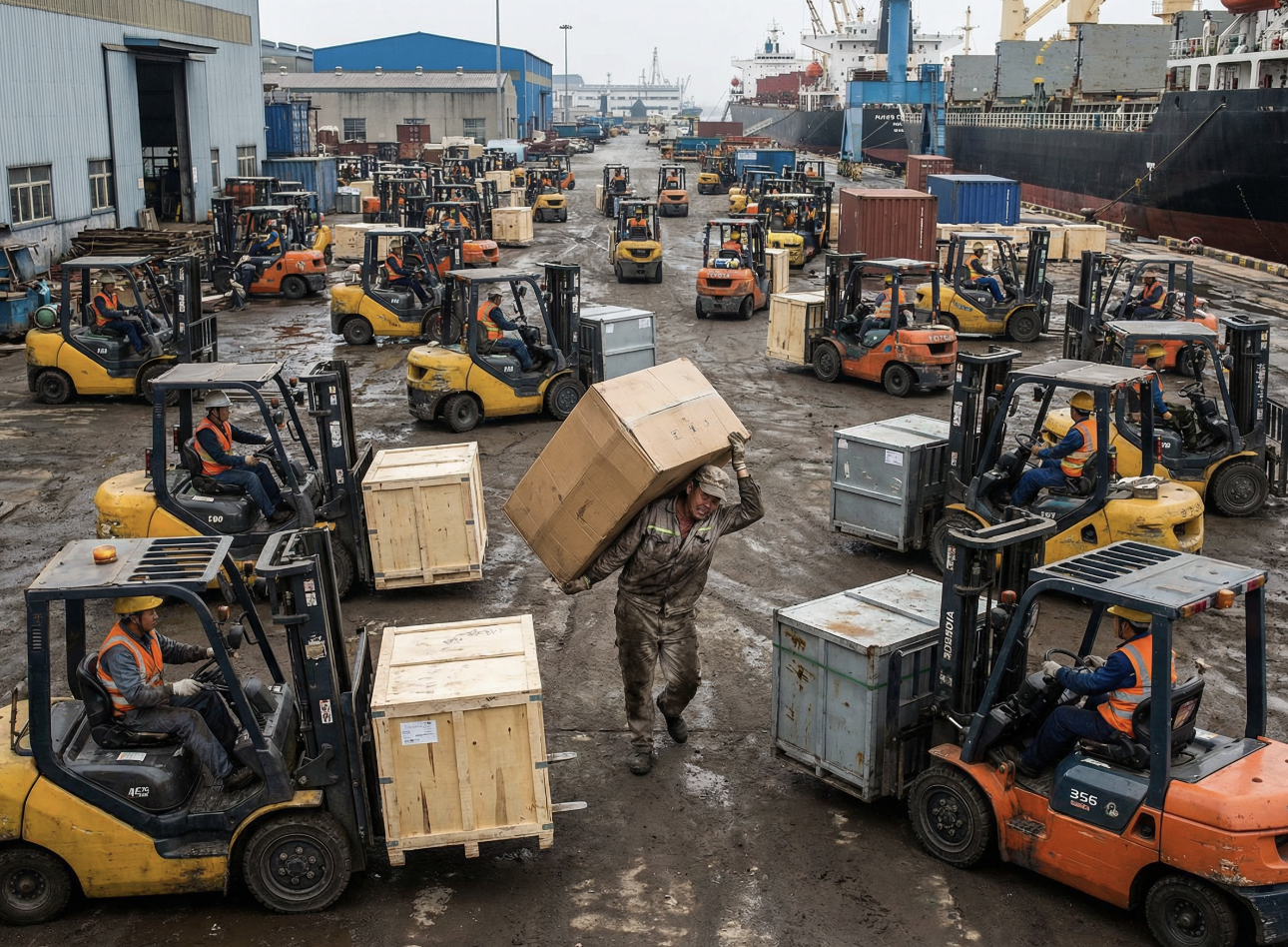 Forklifts representing AI development tools
