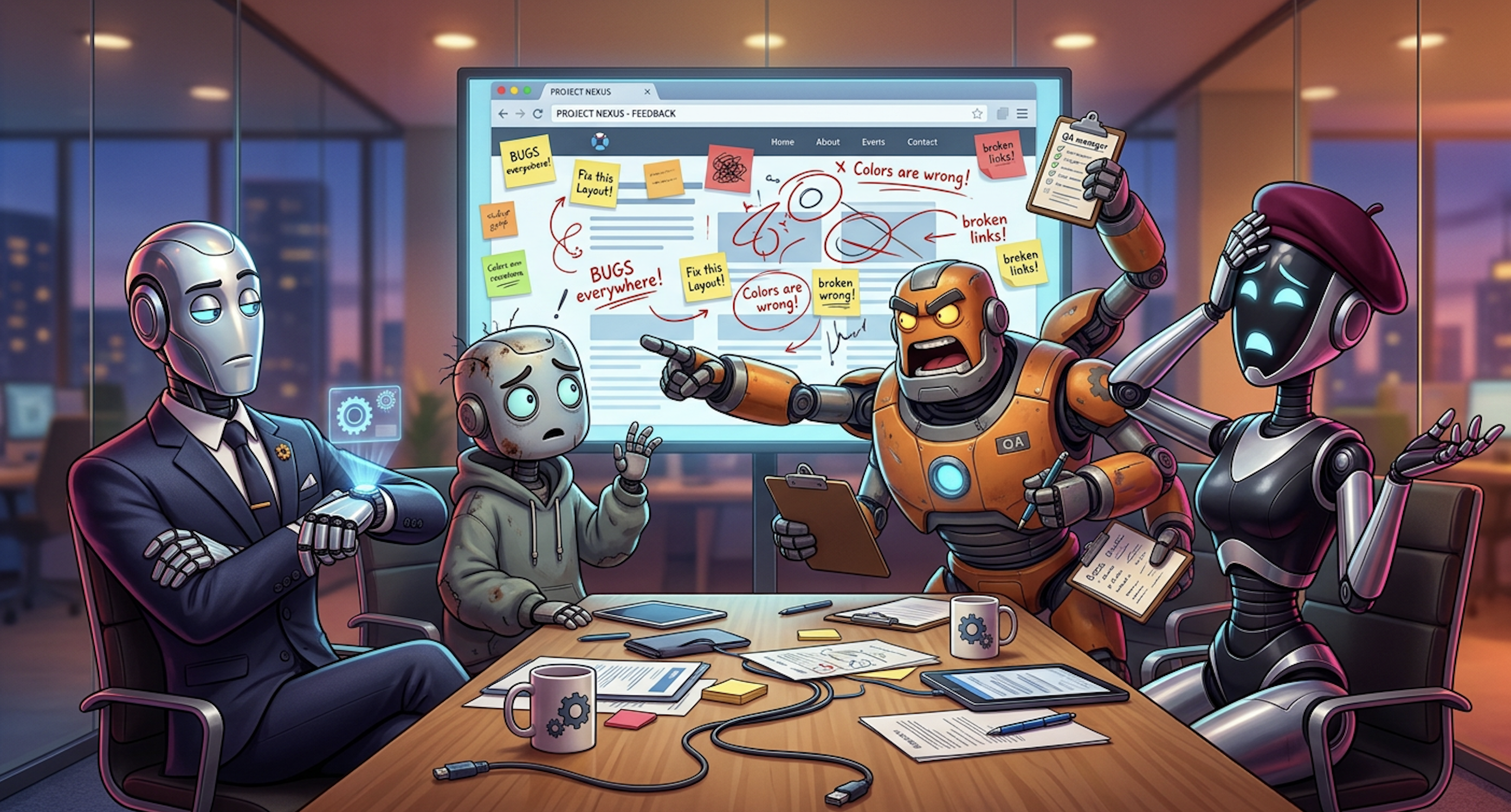 Robot meeting for persona UX review