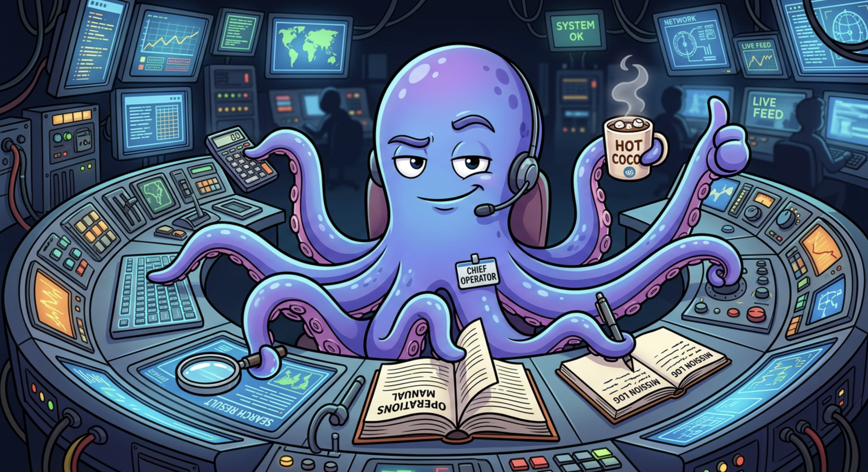 Octopus operator representing multi-tool agents