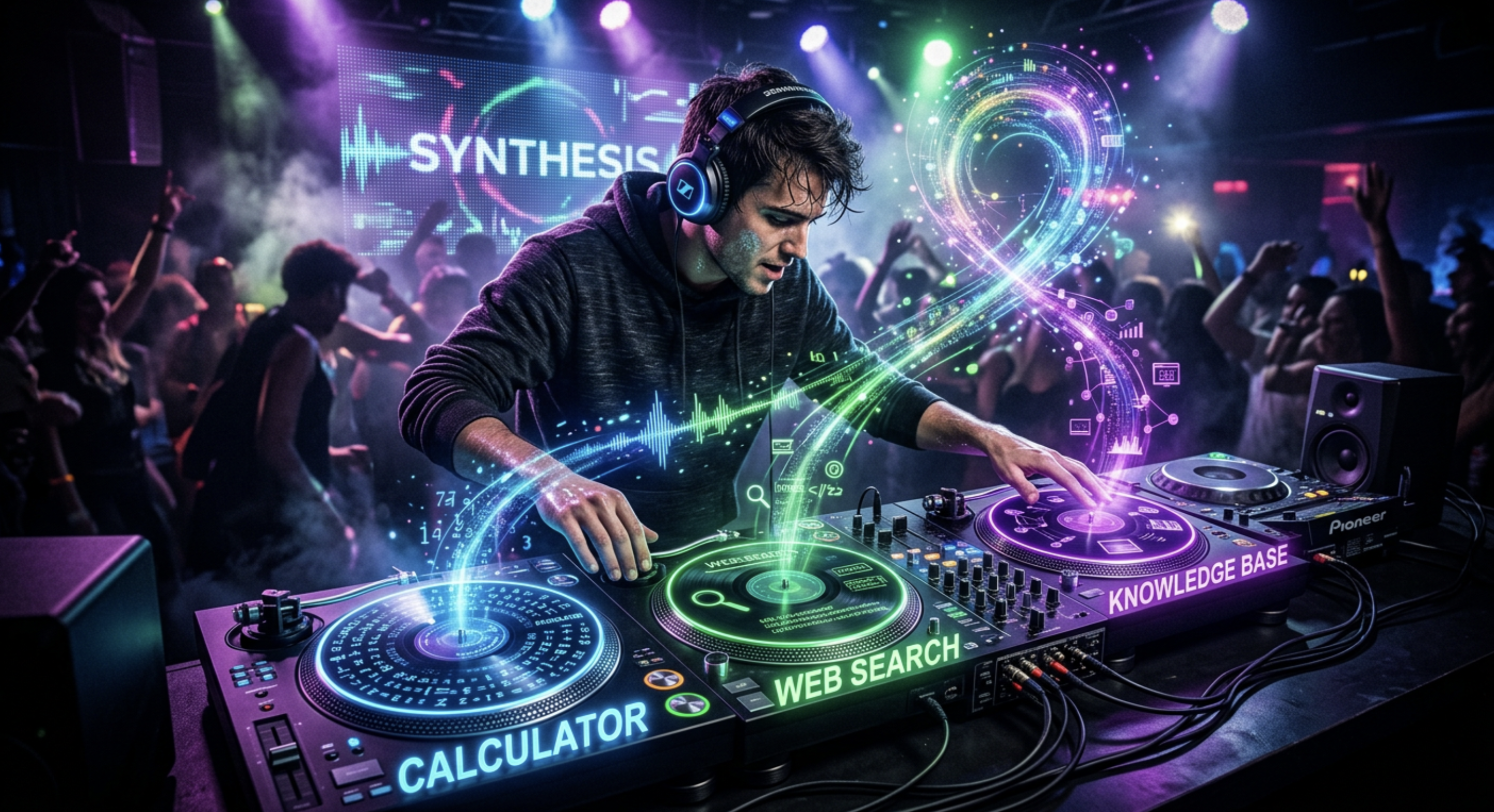 DJ mixing tools at a turntable